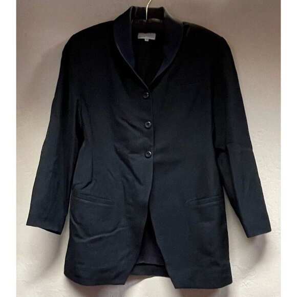 Diana Slavin Jackets & Blazers - Diana Slavin Womens Pure Wool Single-Breasted Coat Blazer Jacket Black Medium